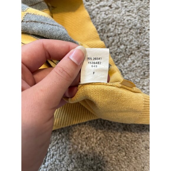 Izod Mens Sleeveless Argyle Sweater Vest Yellow Gray Size L Classic Preppy Knit - Picture 8 of 10